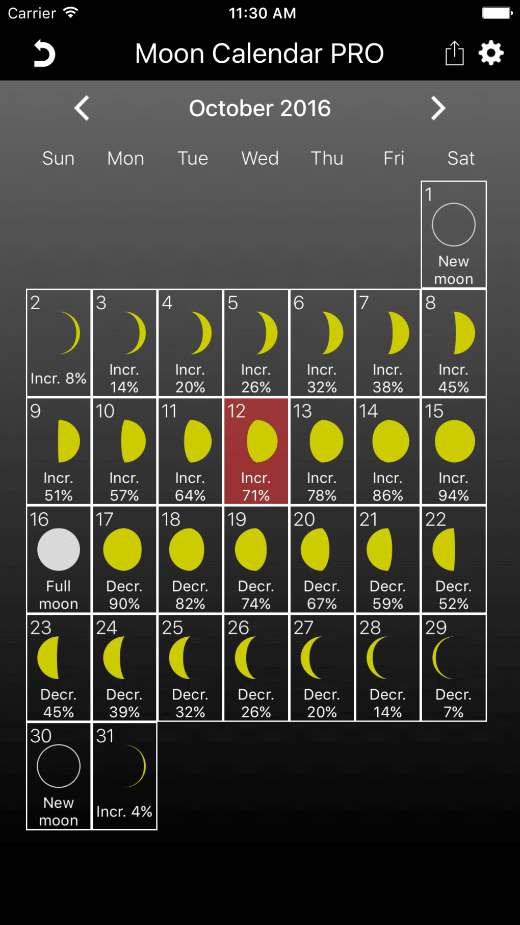 The Moon Calendar PRO para iPhone Descargar