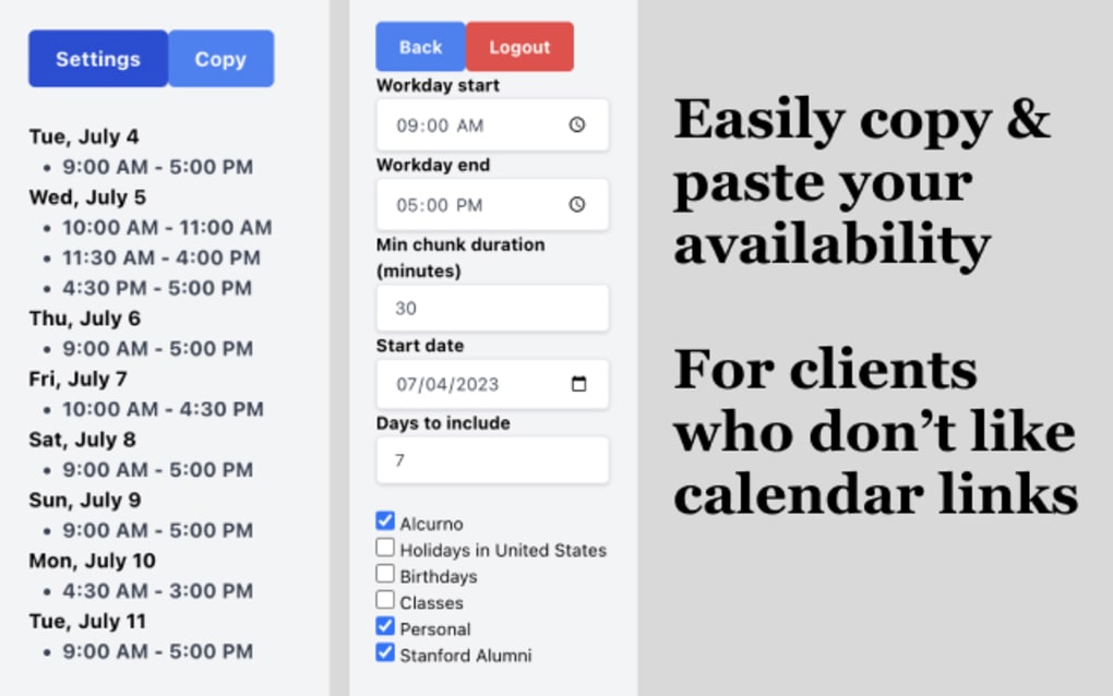 Calendar Availability: Copy and Paste for Google Chrome Extension