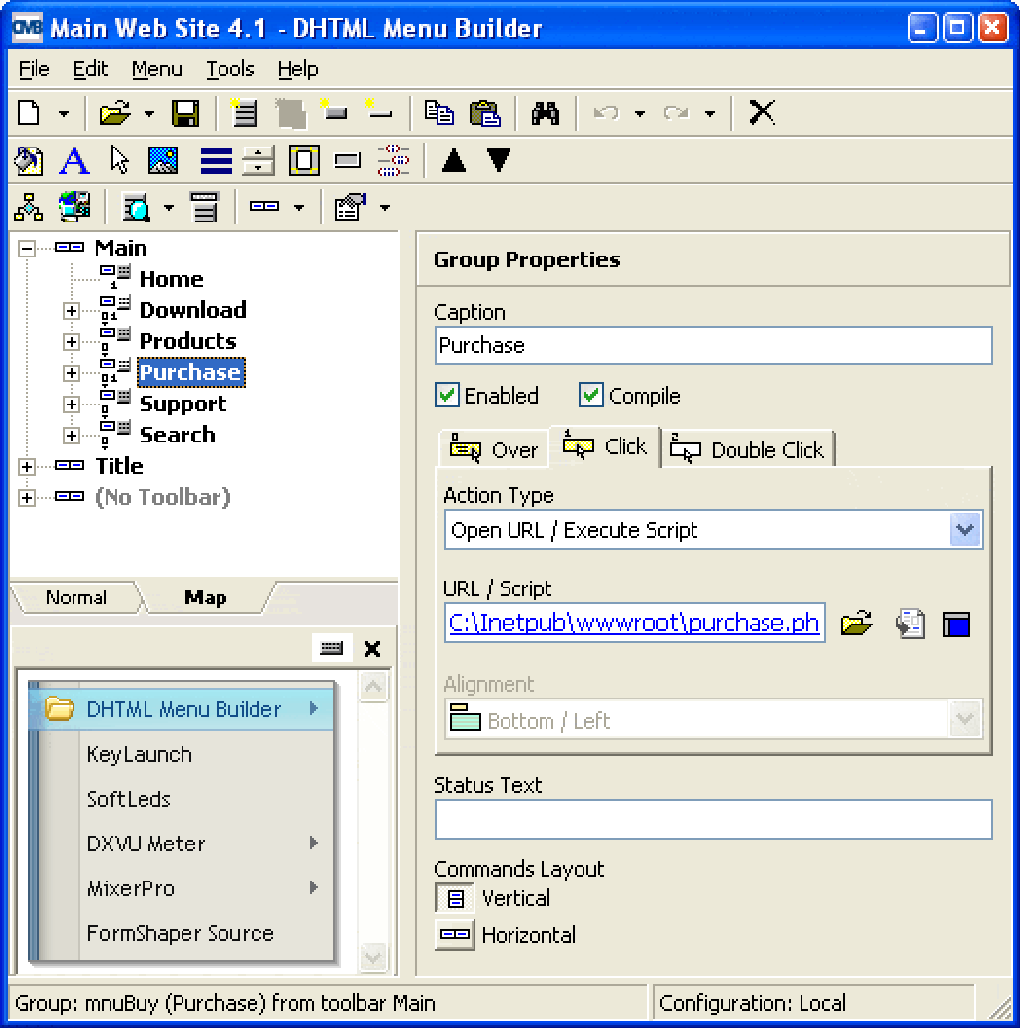 Menu builder. DHTML menu Builder. Меню билдера. Билдер софт ООО. Ace Builder программа.