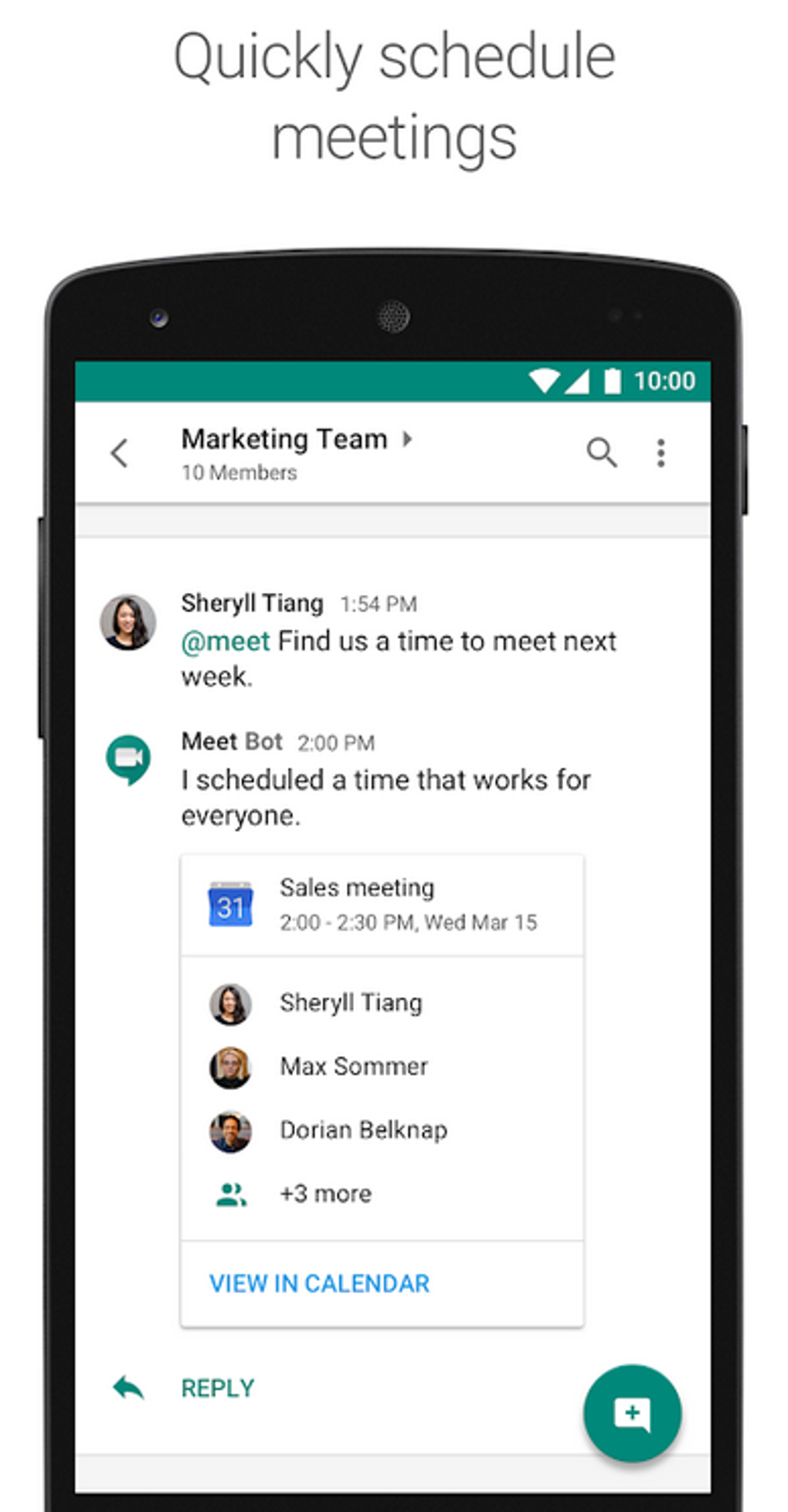 google sheets chat