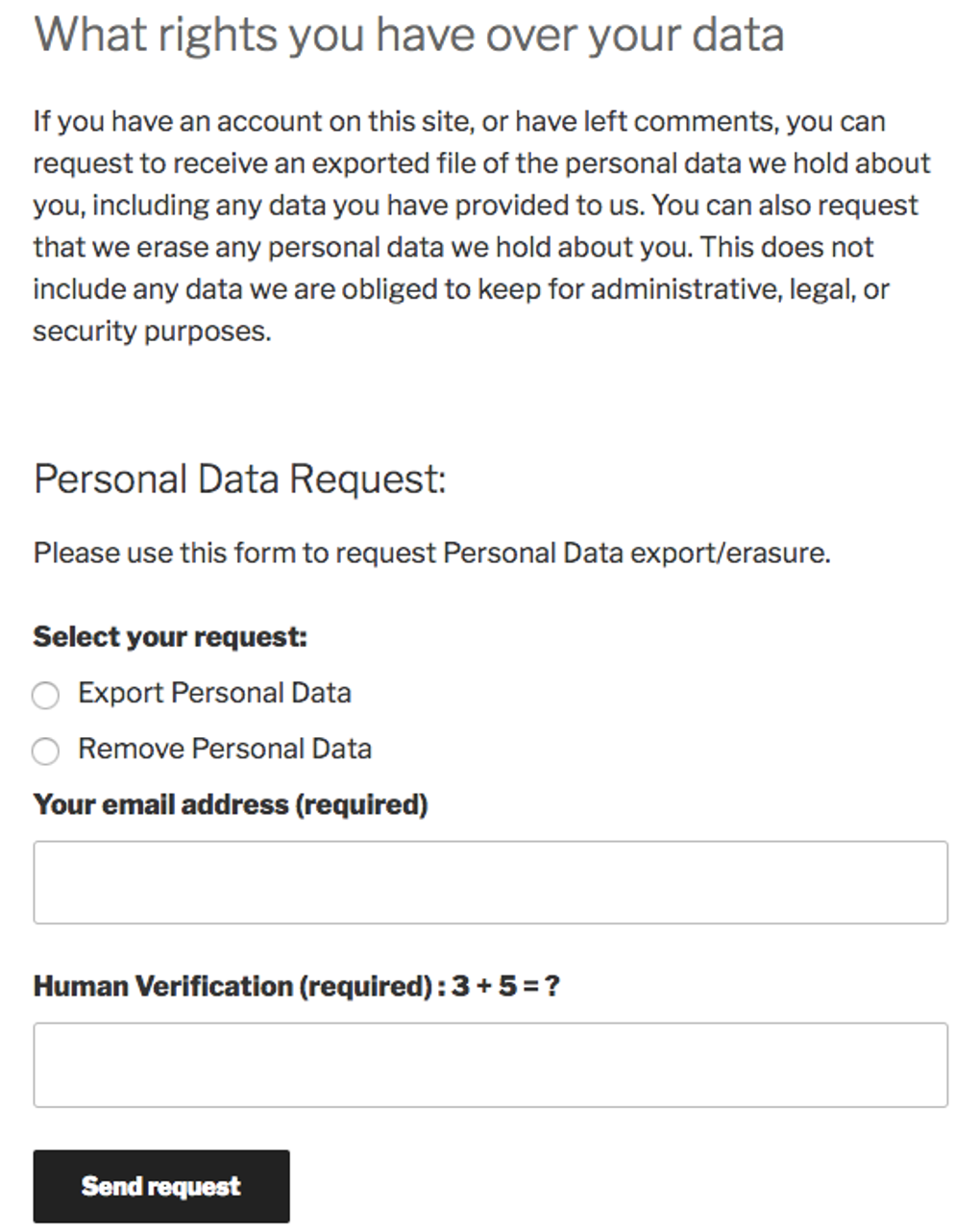 GDPR Data Request Form para WordPress - Descargar