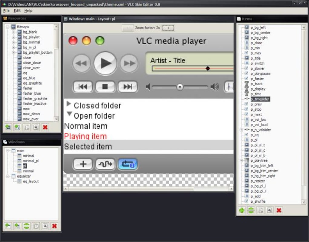 VLC media player - Skin Editor - VideoLAN