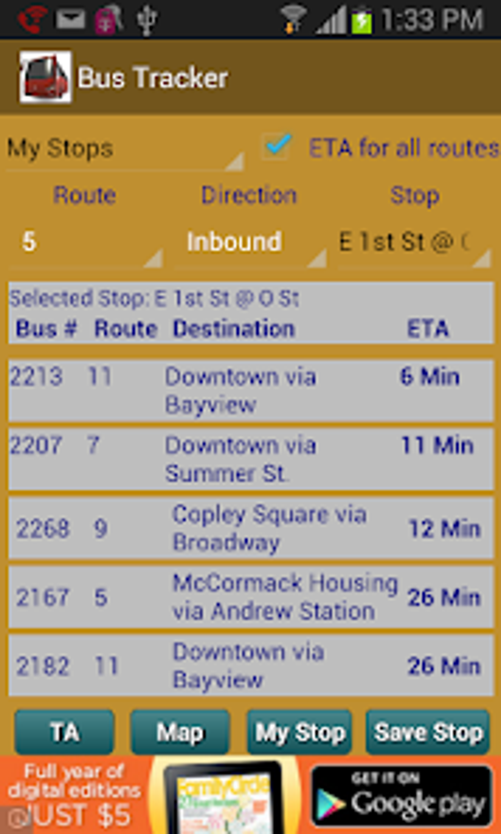 5 bus tracker