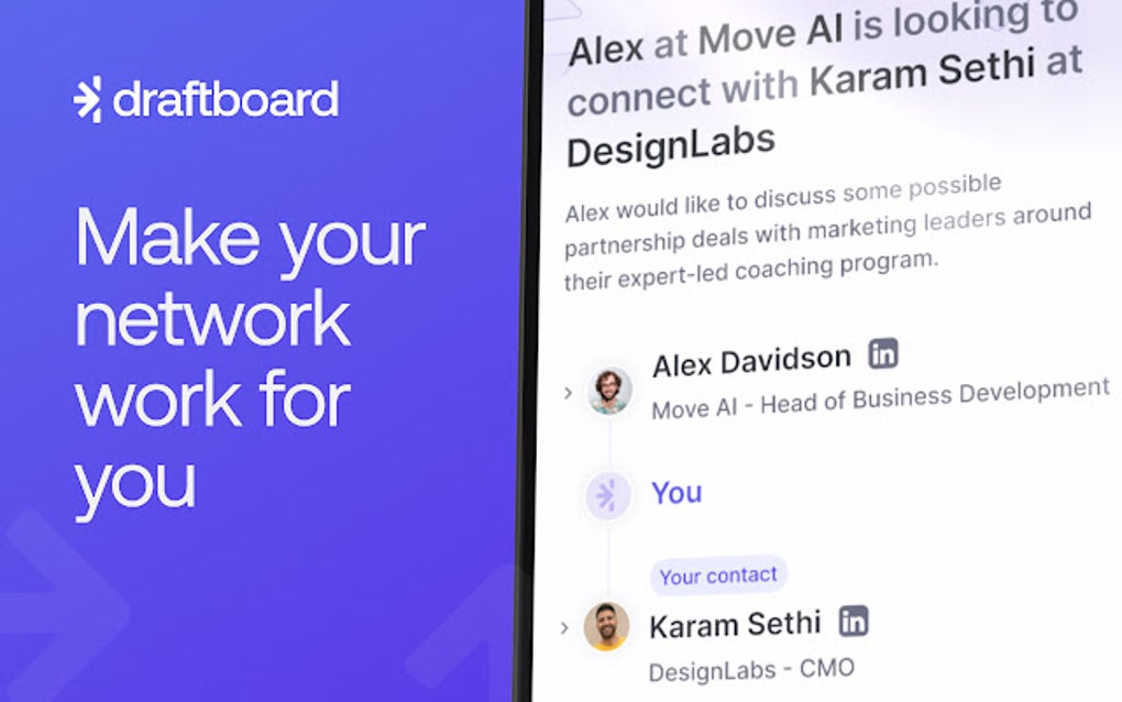 Draftboard Intros Map Your Network - Draftboard Intros Map Your Network To Find Warm Intros Screenshot 