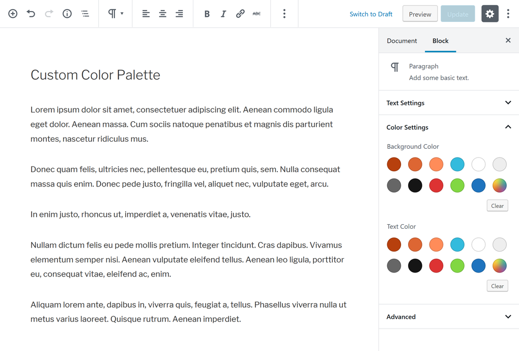 Custom color palette for gutenberg para wordpress descargar