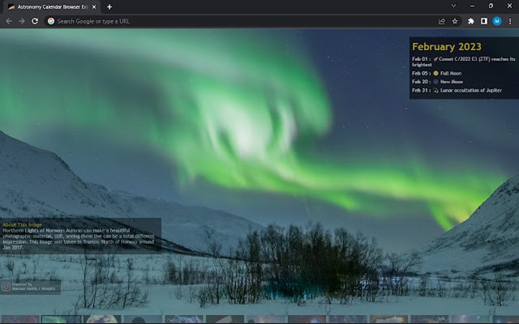 Astronomy Calendar for celestial events for Google Chrome Extension