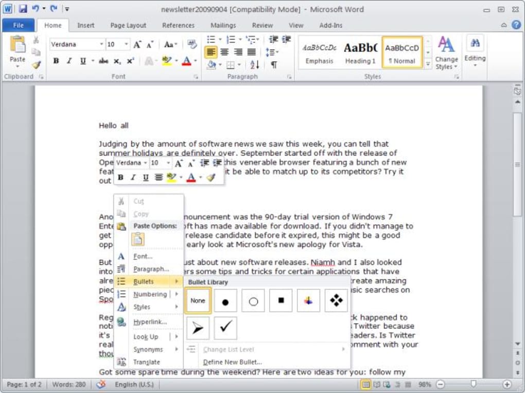 ms office word 2010 trial version free download