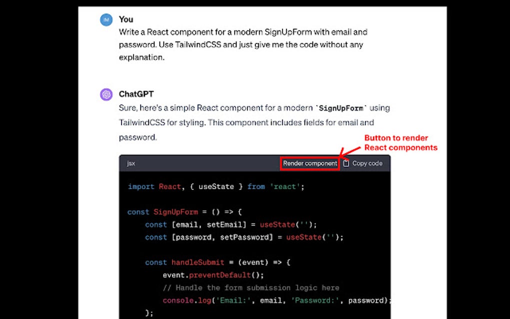 React in ChatGPT pour Google Chrome - Extension Télécharger