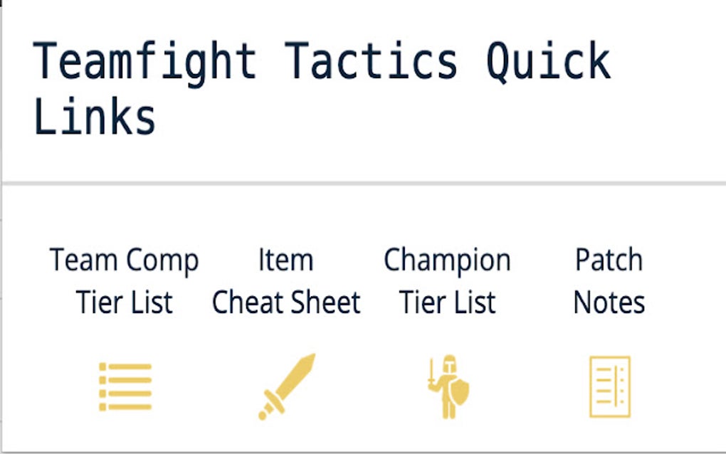 Teamfight Tactics Quick Links Para Google Chrome - Extensión Descargar