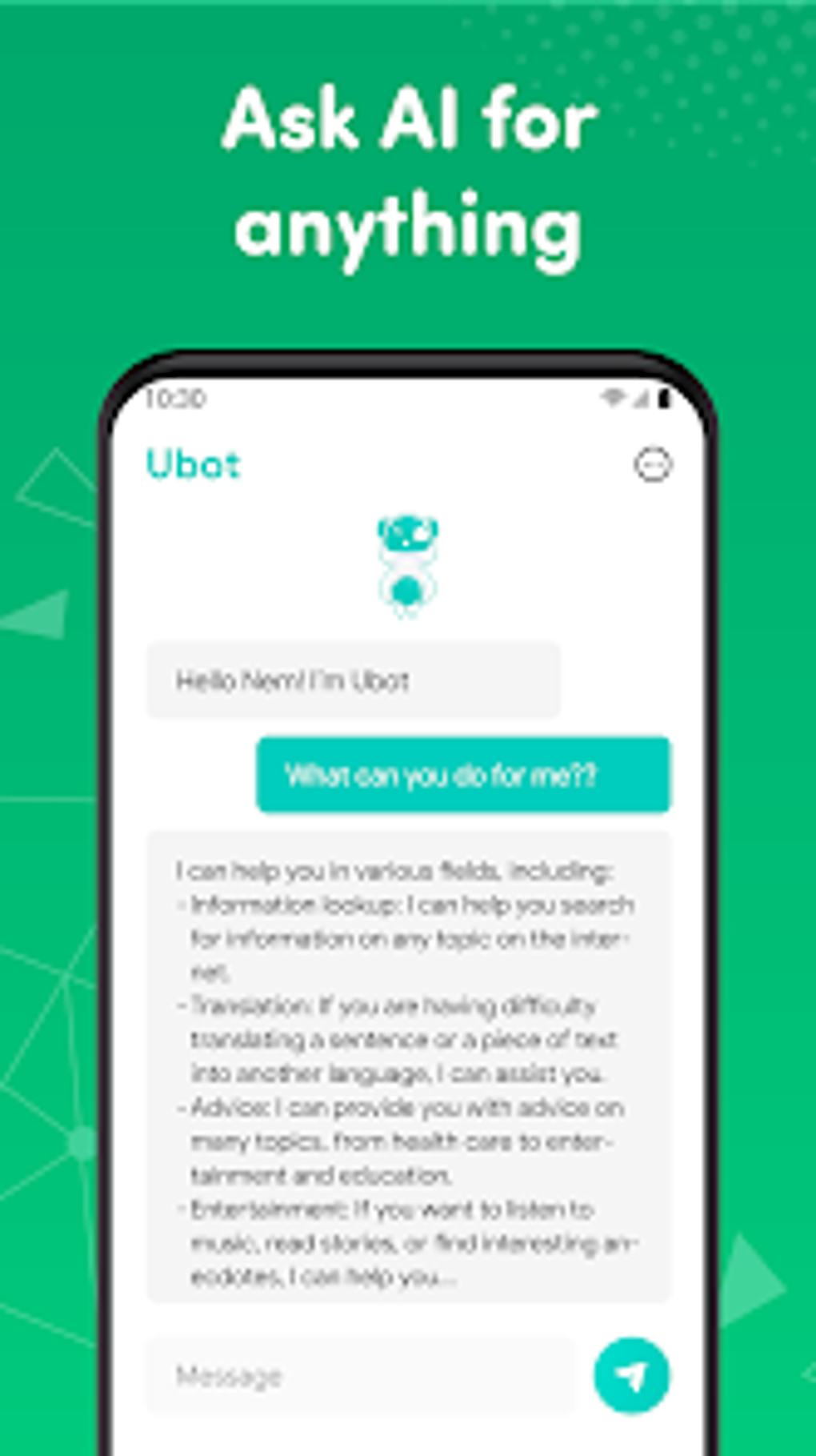 Android chat with ai ask me anything 