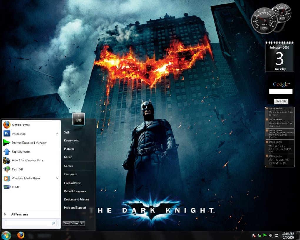 Windows7 The Dark Knight Theme (Windows) - Download