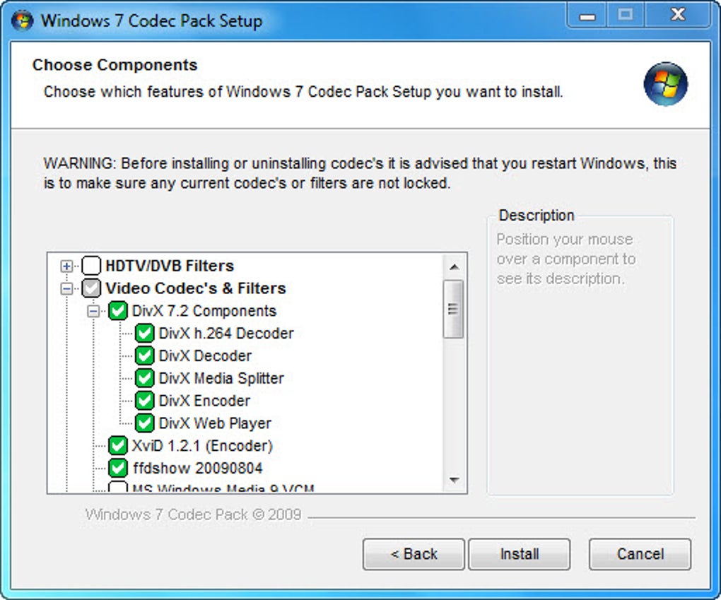 windows media center video decoder download