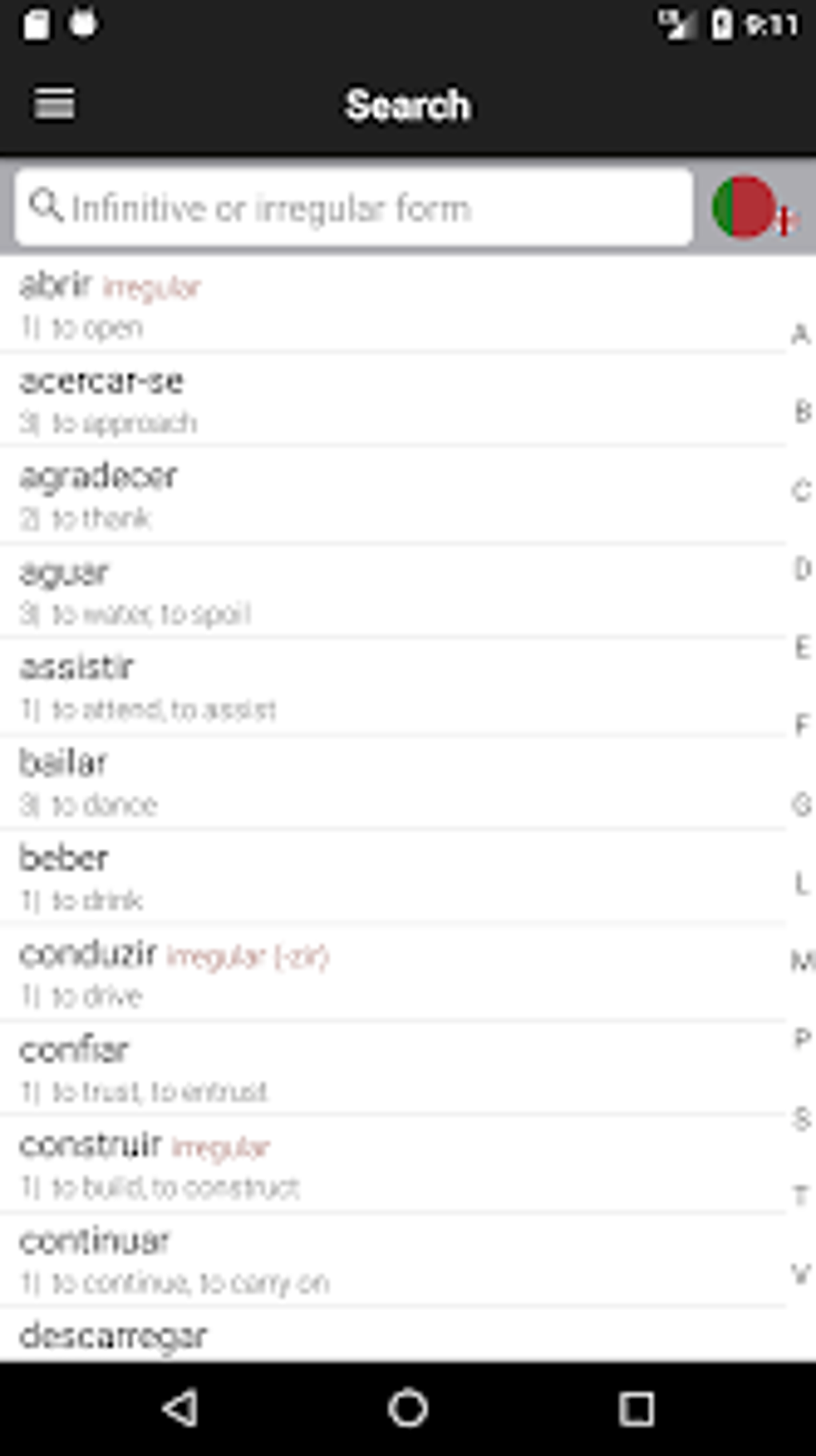 Android I in Portuguese Verbs Forms ndir