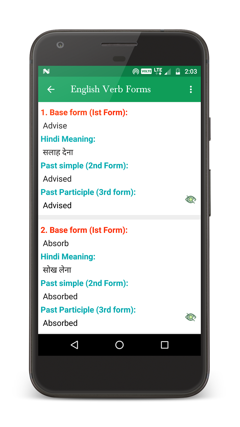 English Verb Form With Meaning For Android 