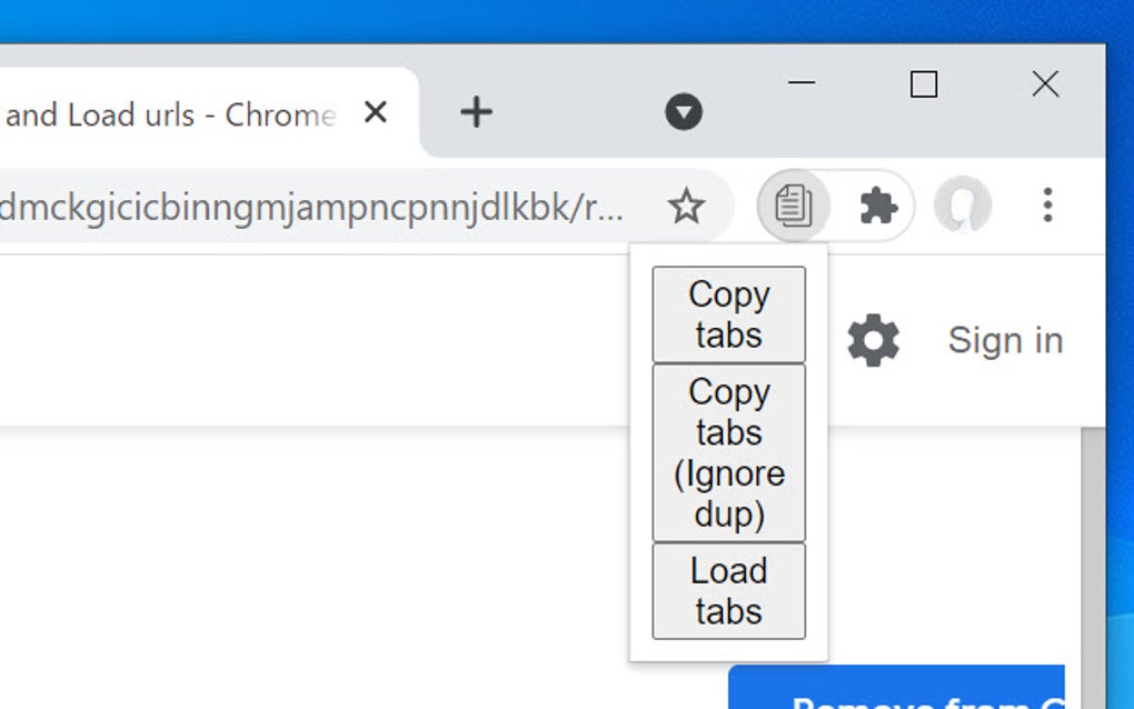 Copy and Load urls for Google Chrome - Extension Download