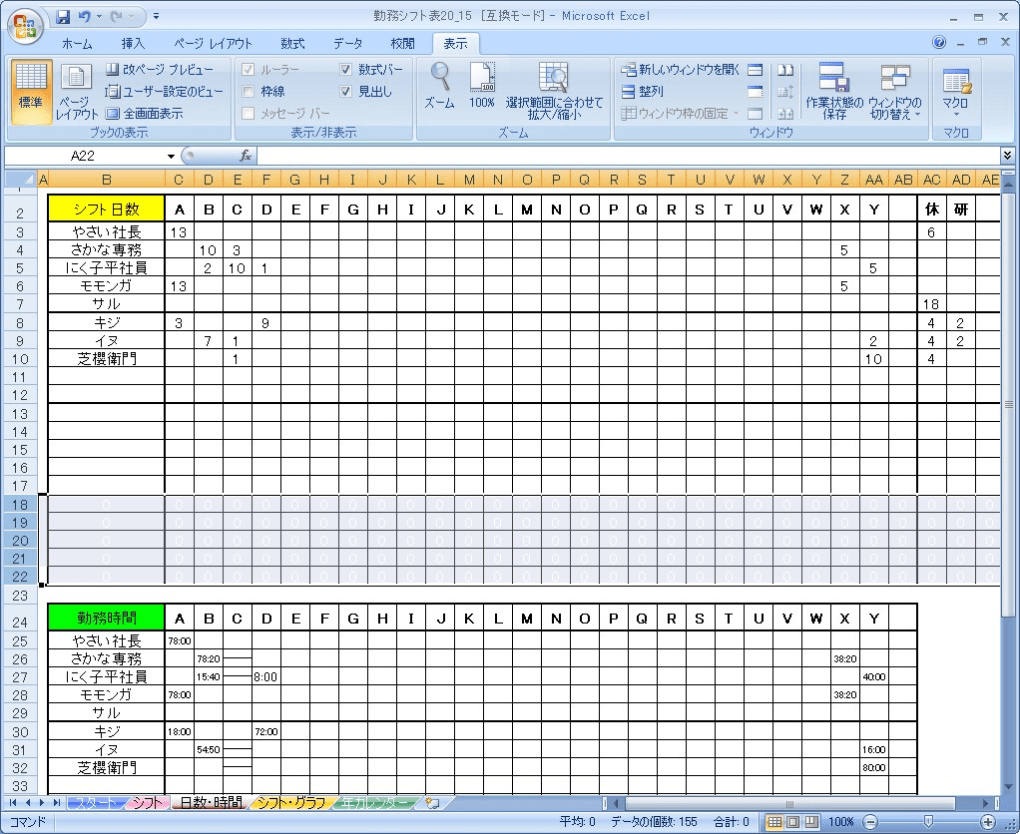 シフト作成 エクセル Excel 複雑な勤務シフトも個数を数えるcountif関数で一発カウント Simply シンプリープラス