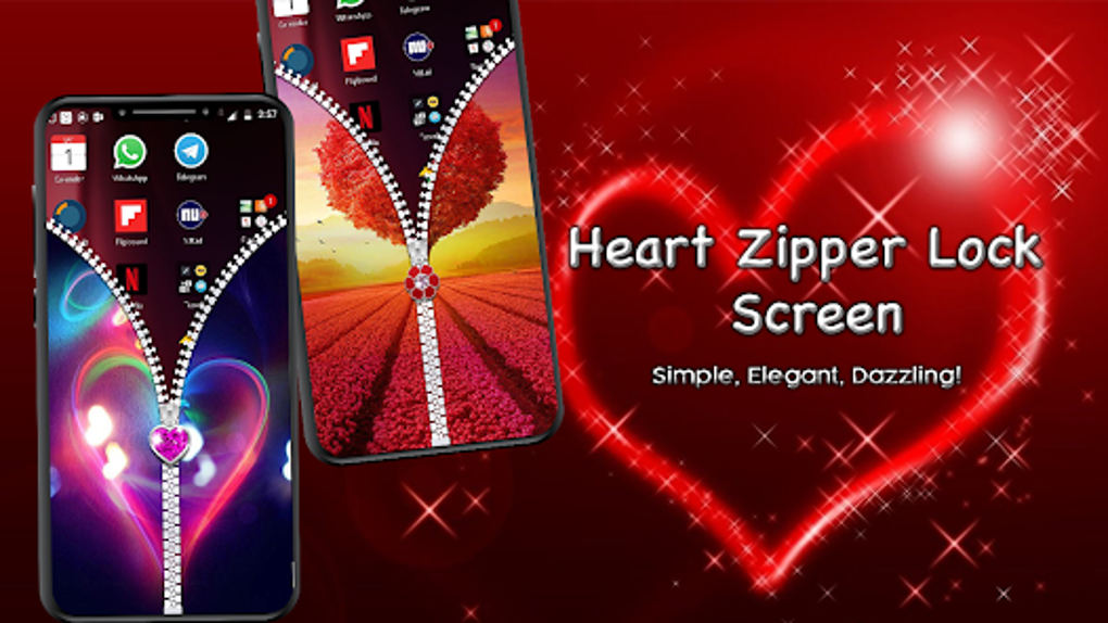 Heart Zipper Lock Screen for Android Download