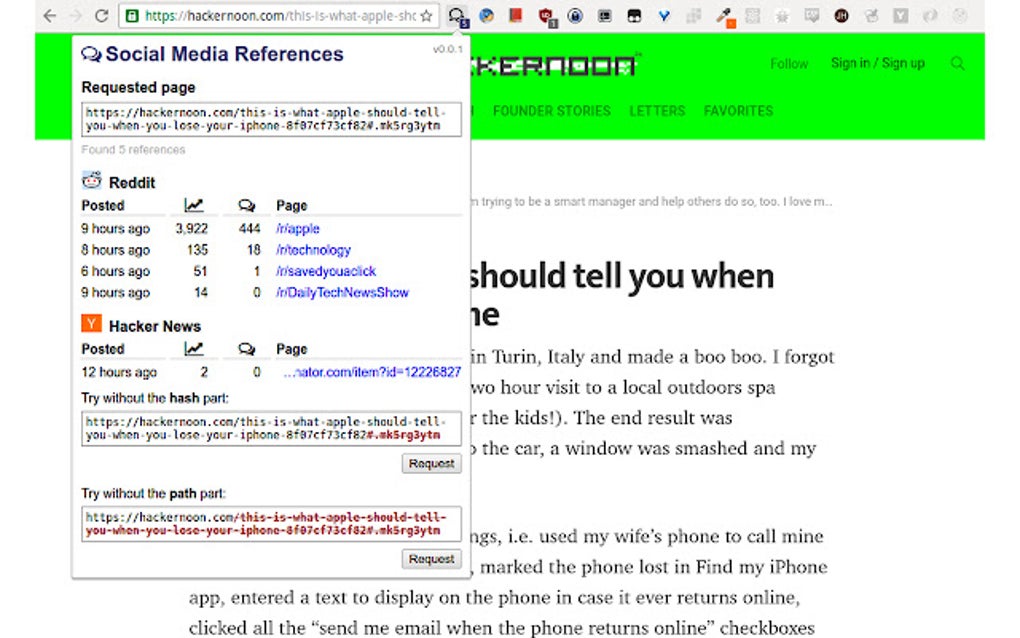 Social Media References for Google Chrome - Extension Download