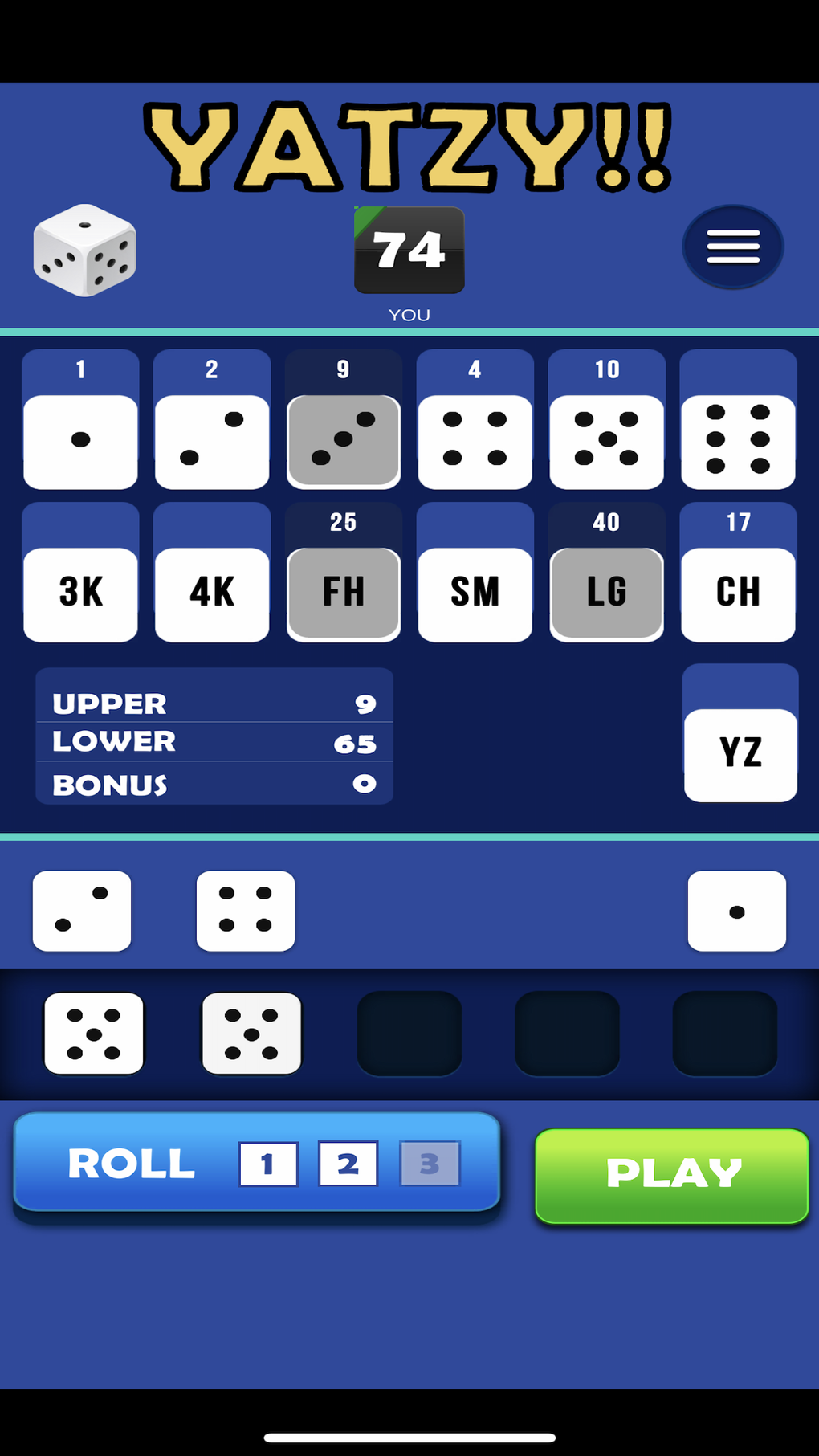 yatzy dice game