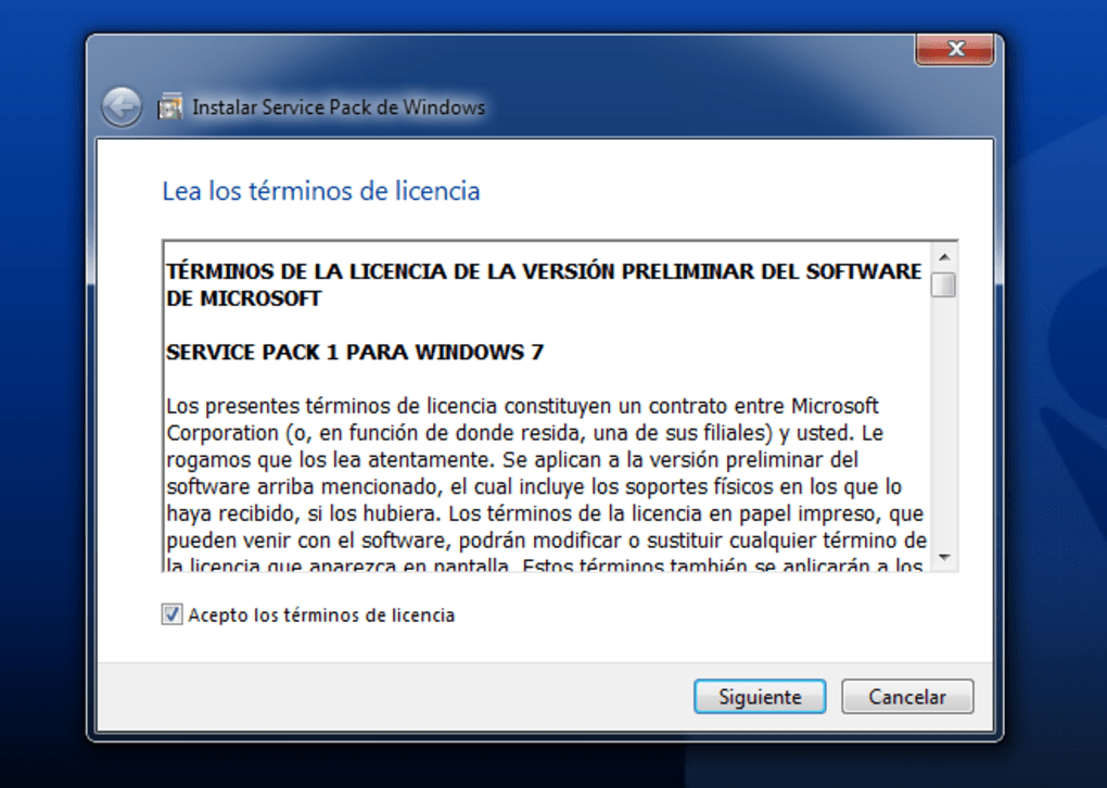 No puedo instalar service pack 1 (sp1) en windows 7 ultimate
