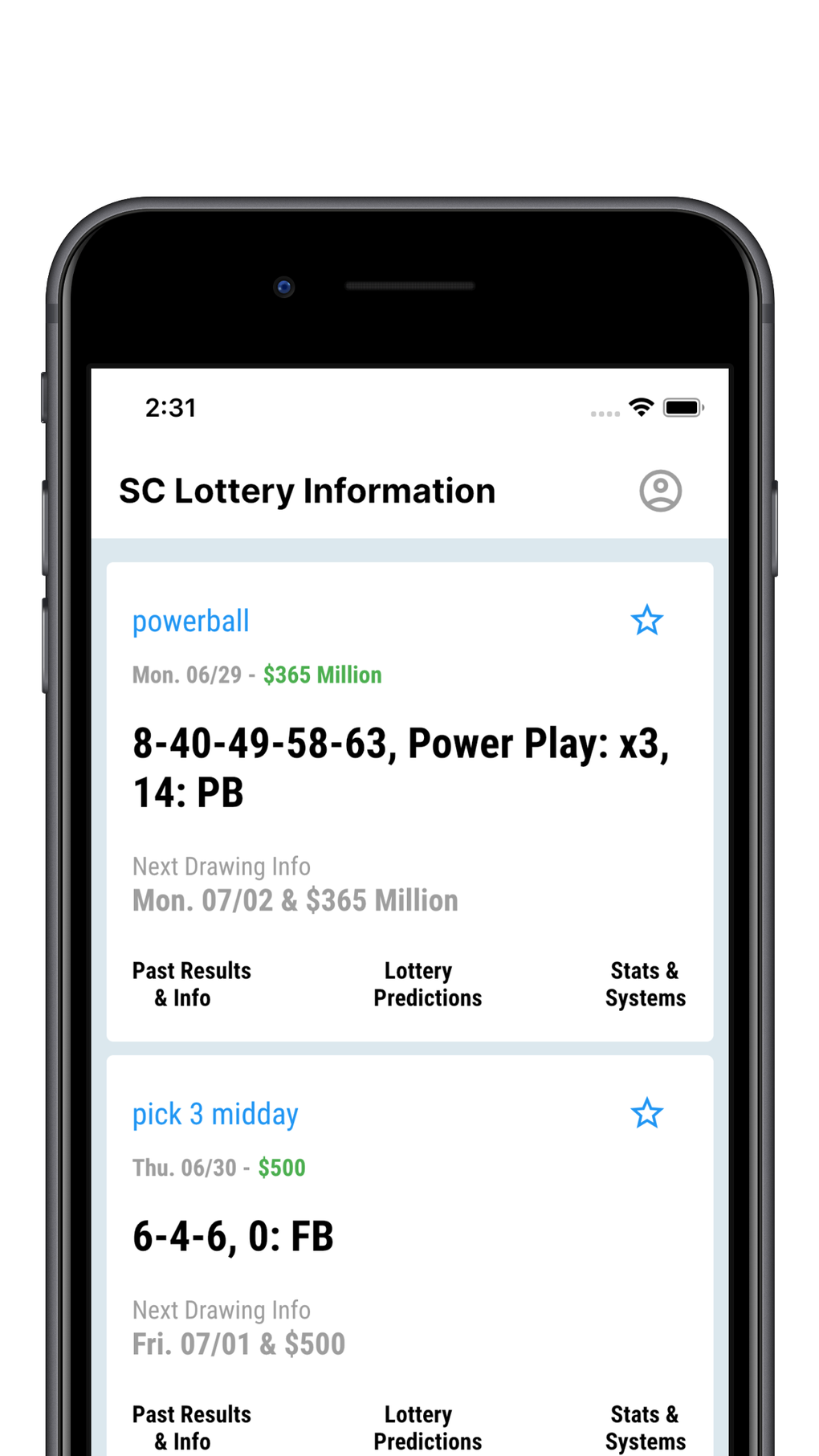 SC Lottery Results para iPhone Descargar