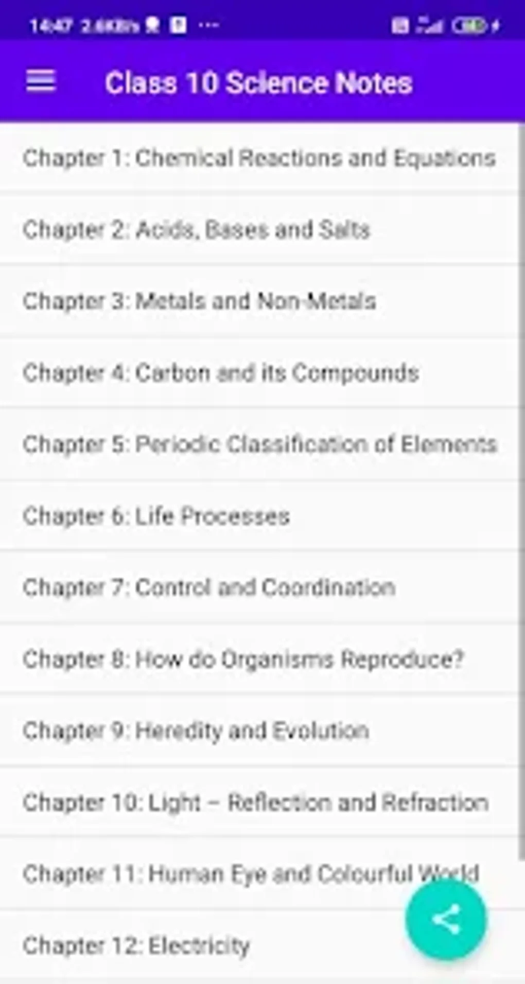 Class 10 Science Notes for Android - Download