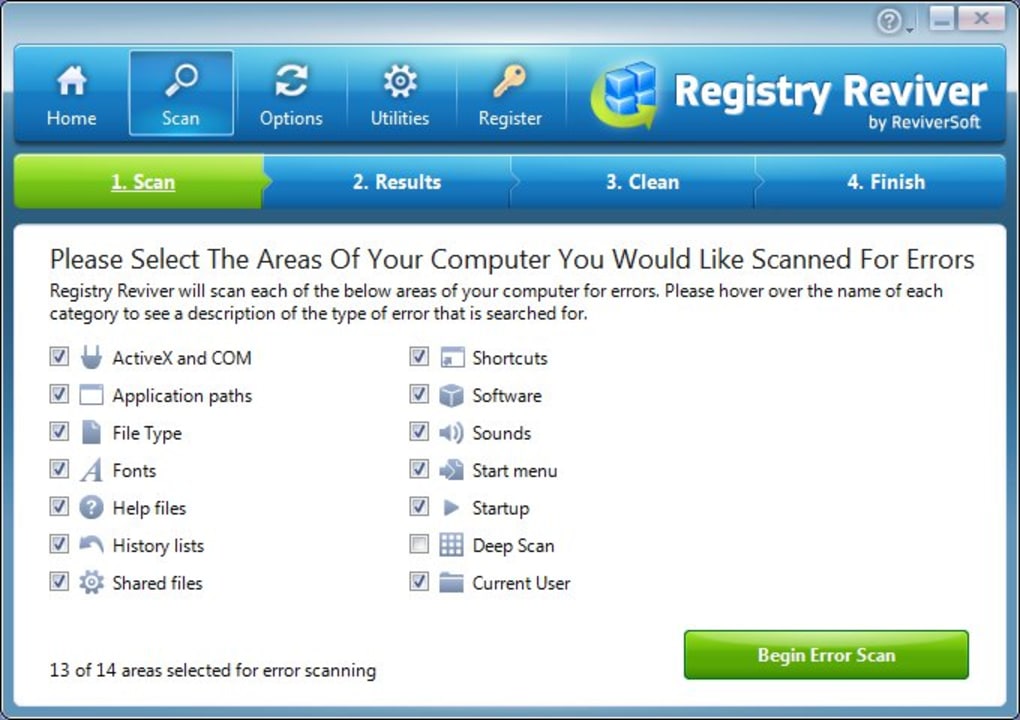 Регистр Ревивер. Registry Reviver 4.23.3.10. In Registry. Start menu Reviver. Select areas