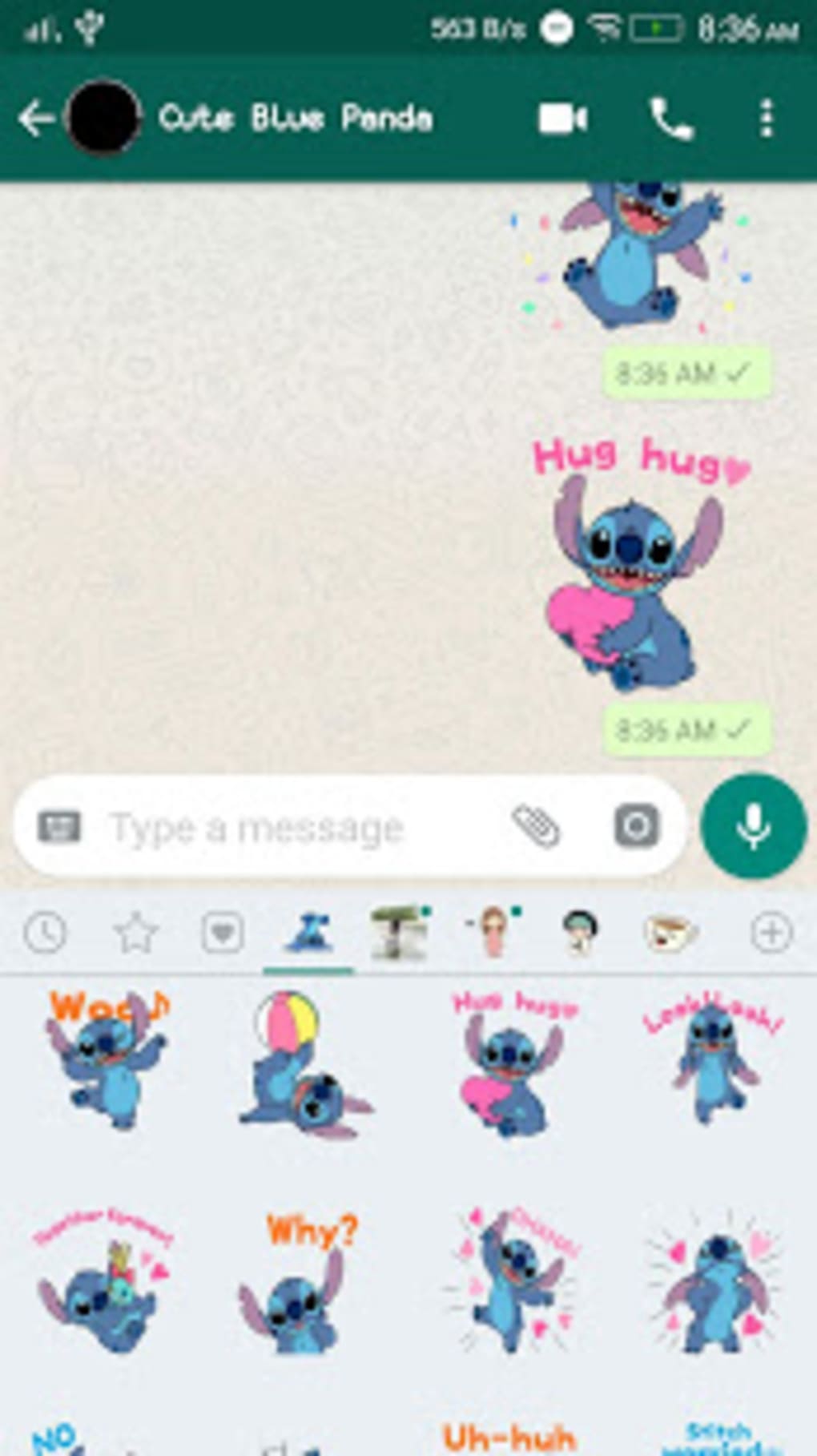 Cute Blue Koala Stitch Stickers for WhatsApp para Android