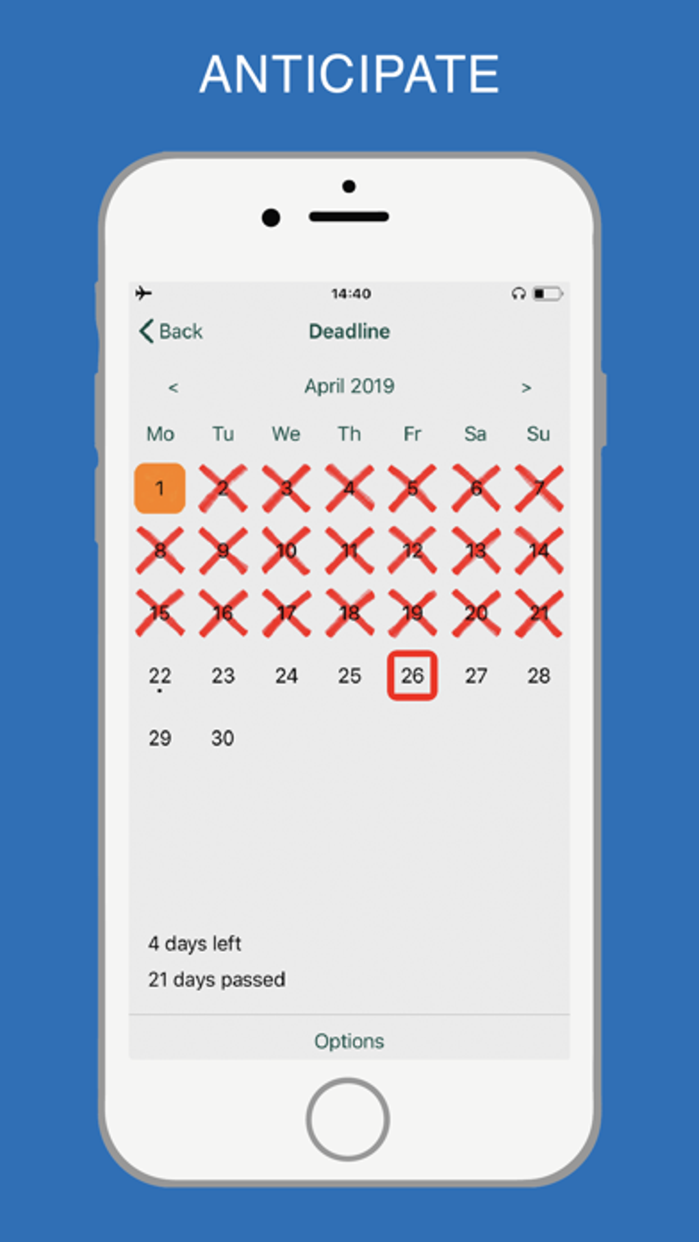 Cross out calendars for iPhone Download