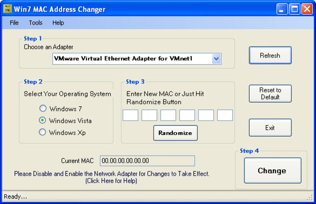 how to see change mac address windows 7