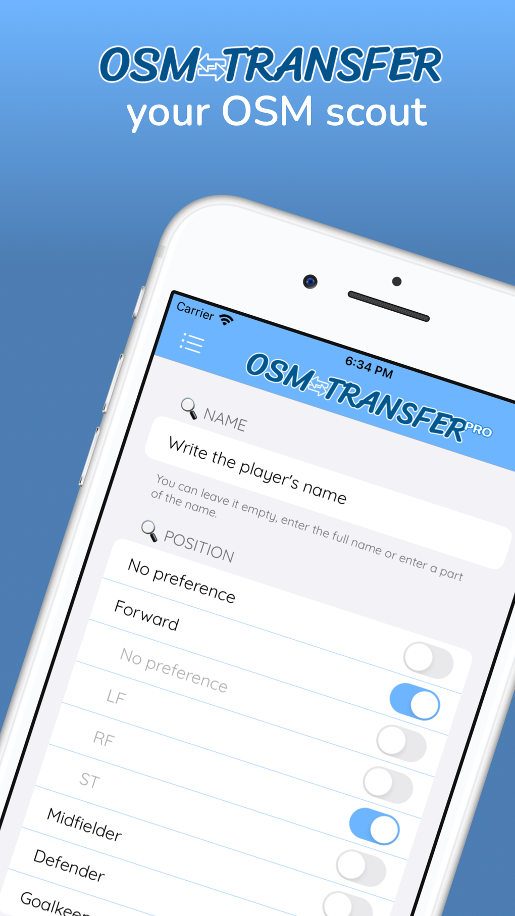 OSM Transfer Scout List para iPhone Download