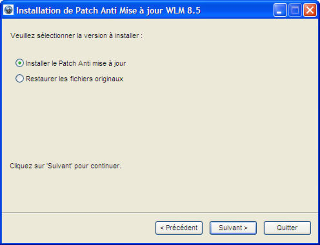 patch anti mise a jour wlm 9