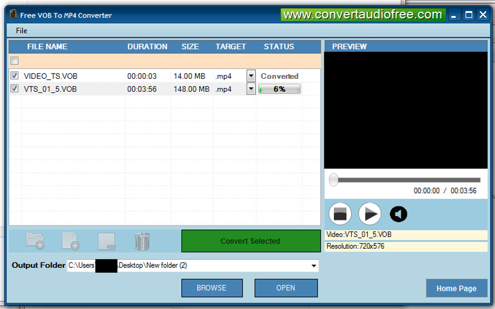 convert vob to mp4 windows media