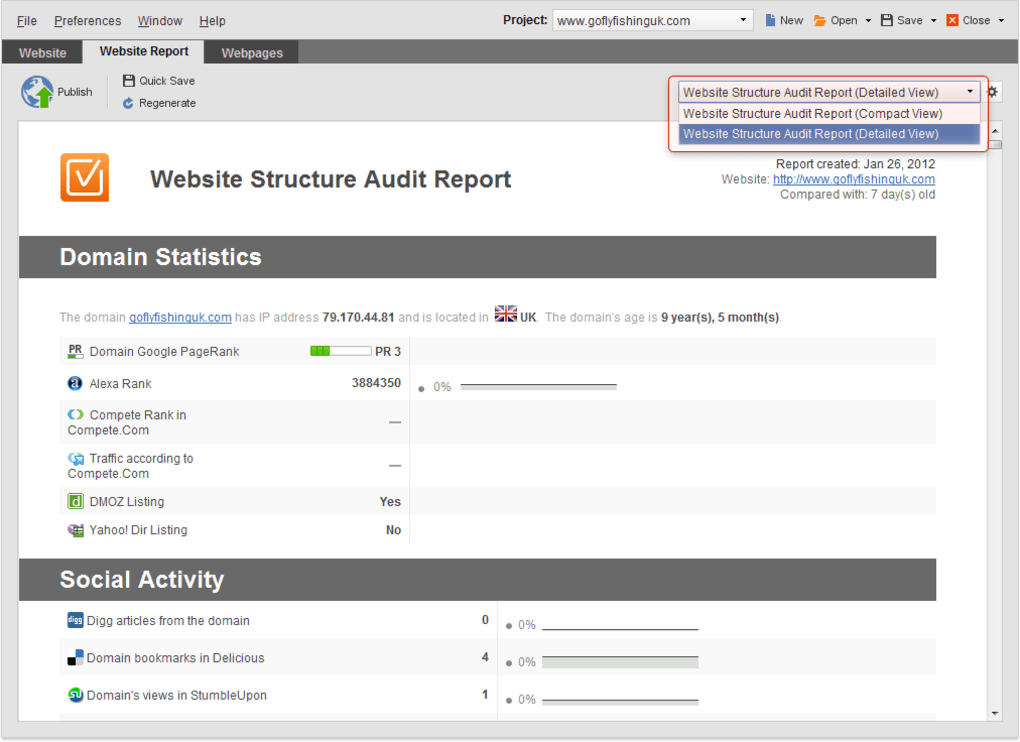 seo website auditor not showing domain strength