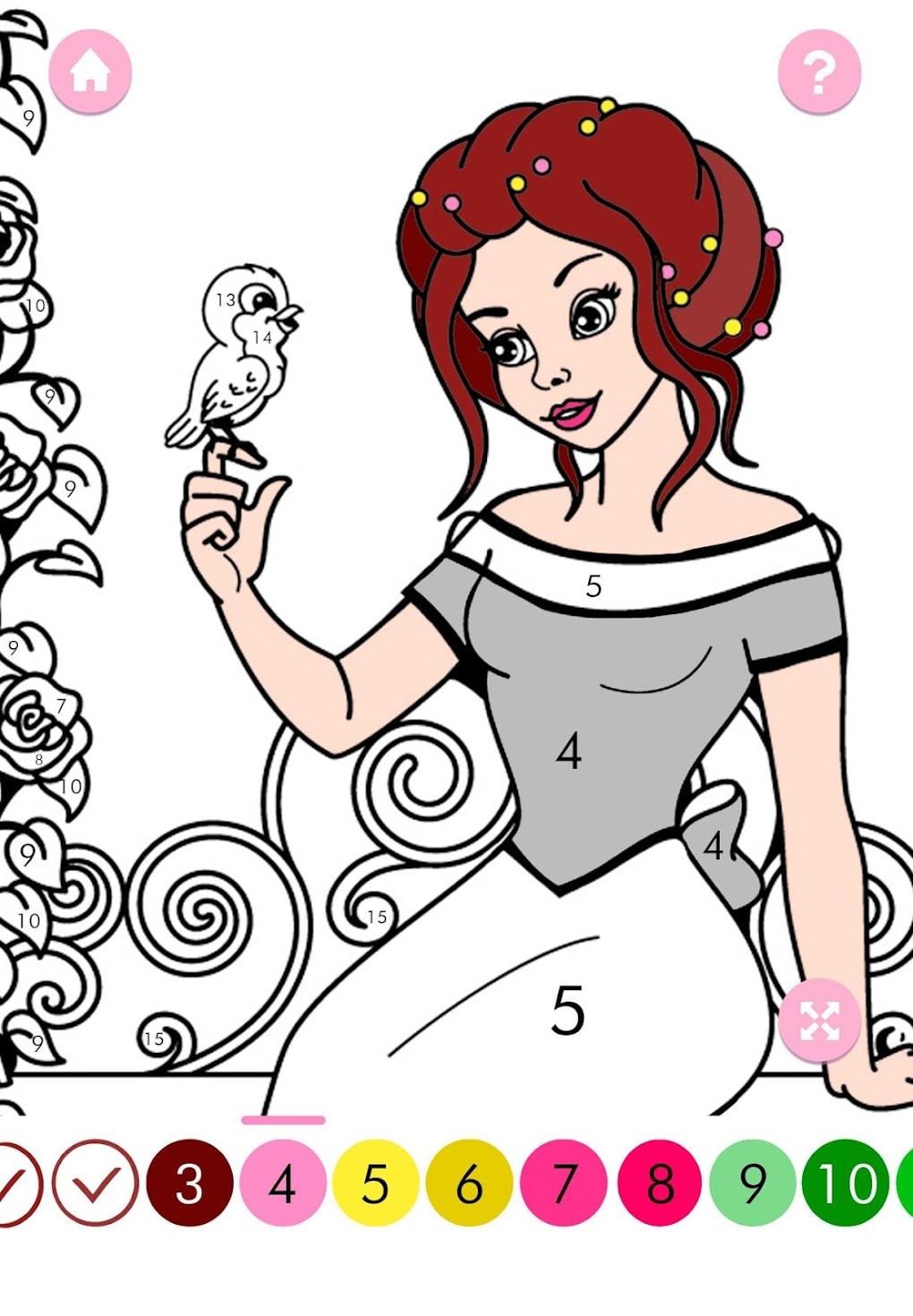 princess-smiling-color-by-number-coloring-page-free-printable