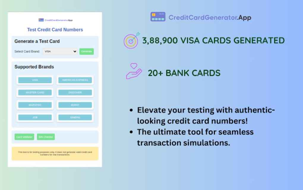 Test Credit Card Numbers for Google Chrome - Extension Download