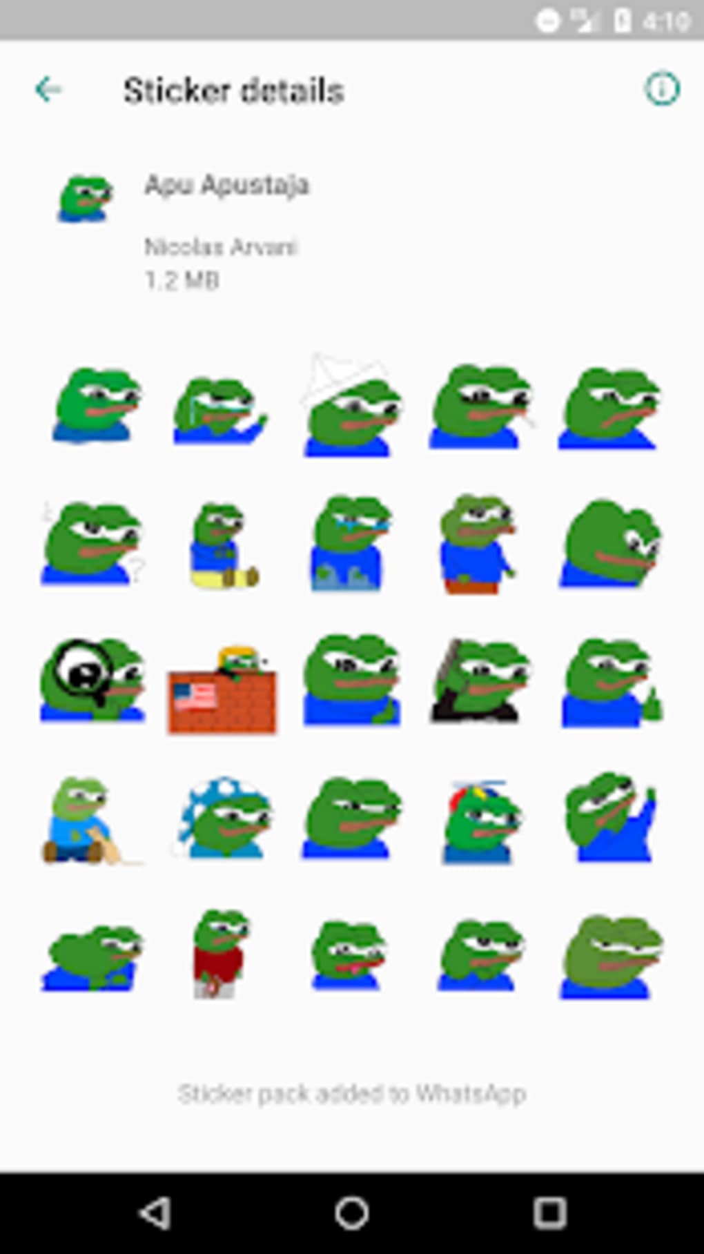 Pepe frog whatsapp sticker android Main Image