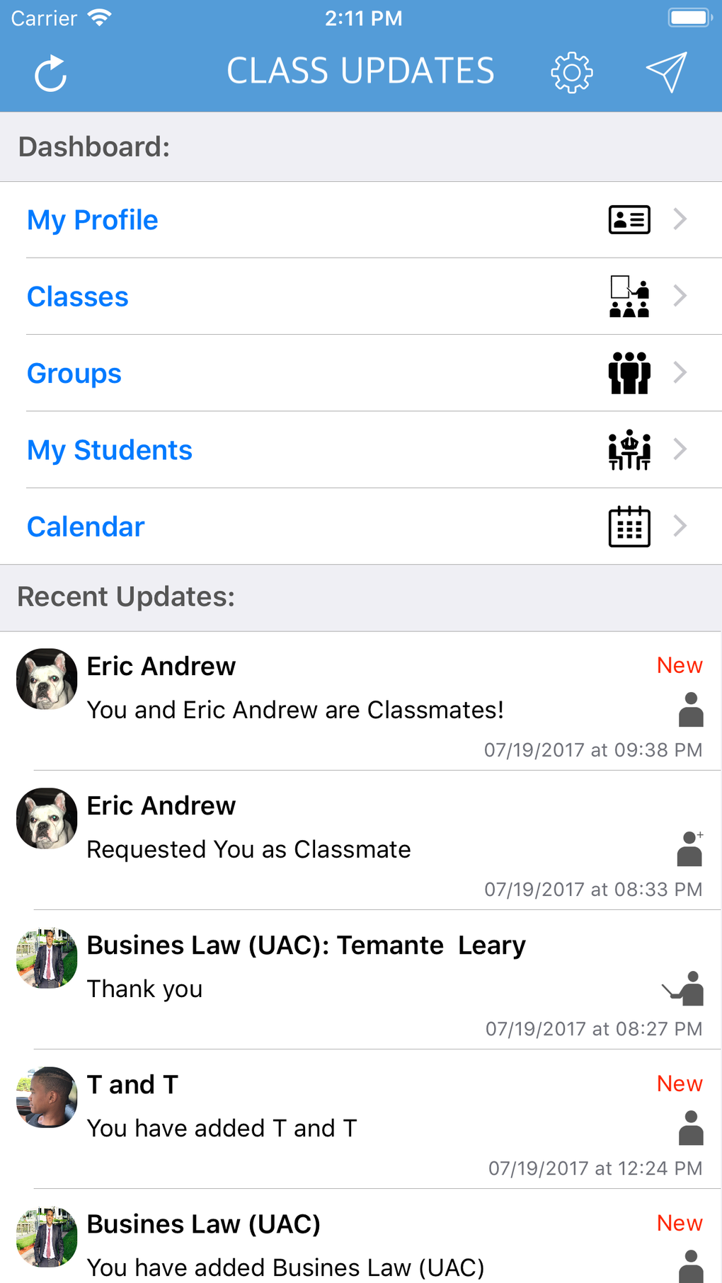 Class updates para iphone download