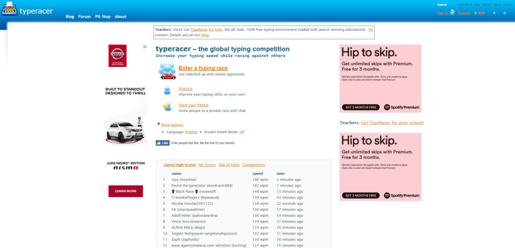 TypeRacer / Type Racer - Play Free Typing Games & Keyboard Games