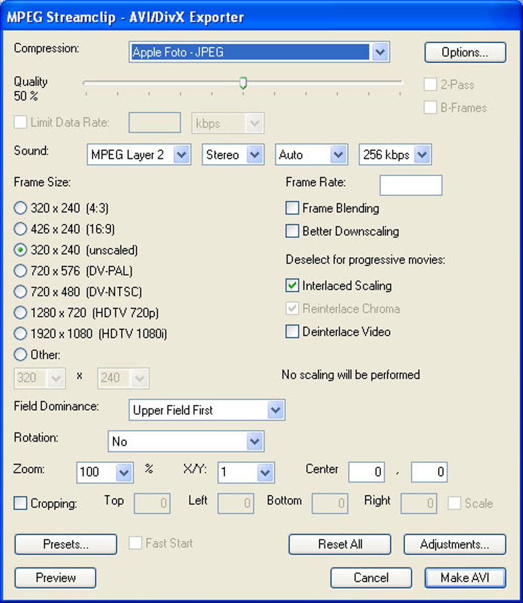 avi to mpeg streamclip supported