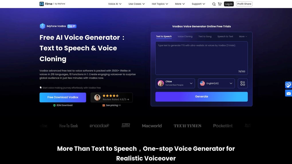 iMyFone VoxBox for AI Voice generator: review features use cases