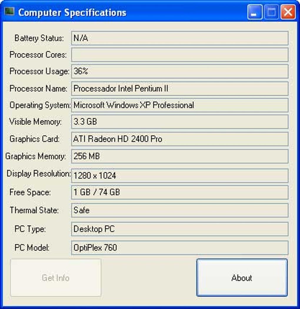Computer Specifications Download