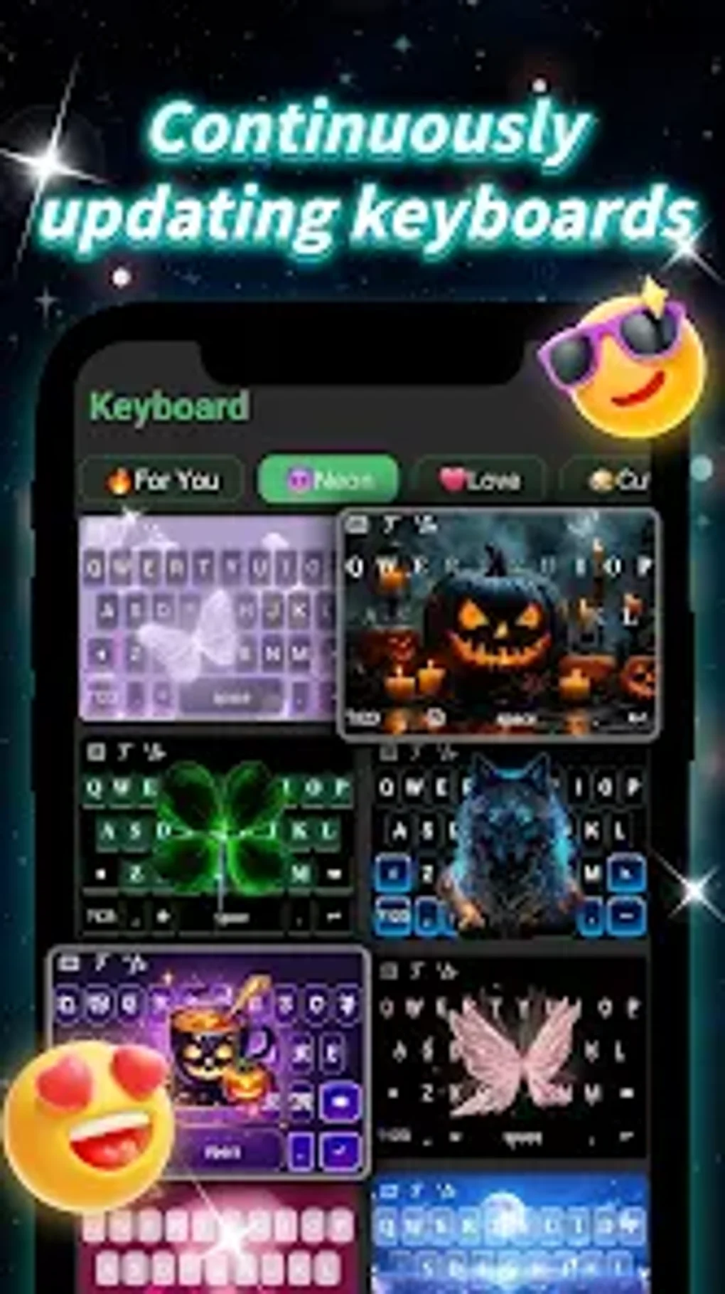 Neon Love Keyboard Wallpaper for Android - Download