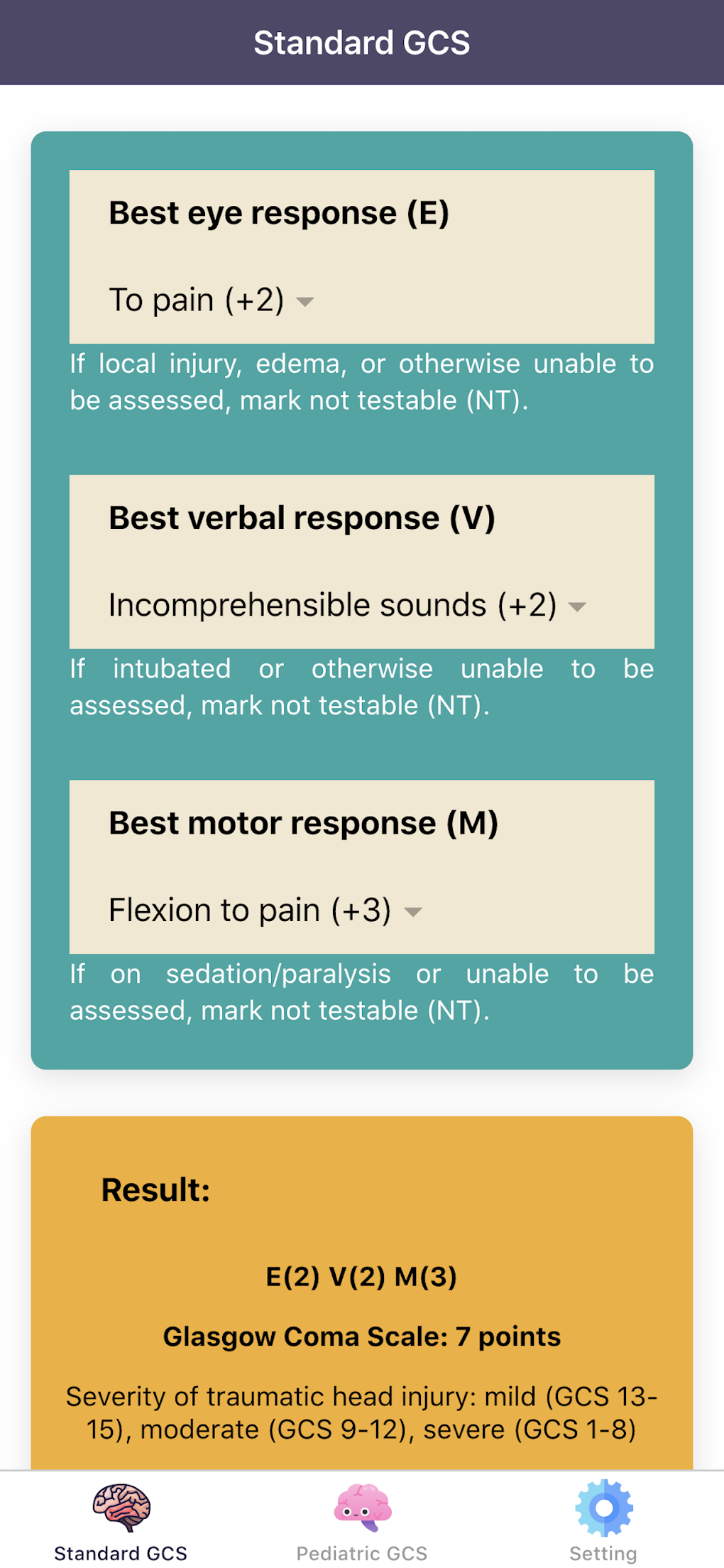 Glasgow Coma Scale GCS Score Android 
