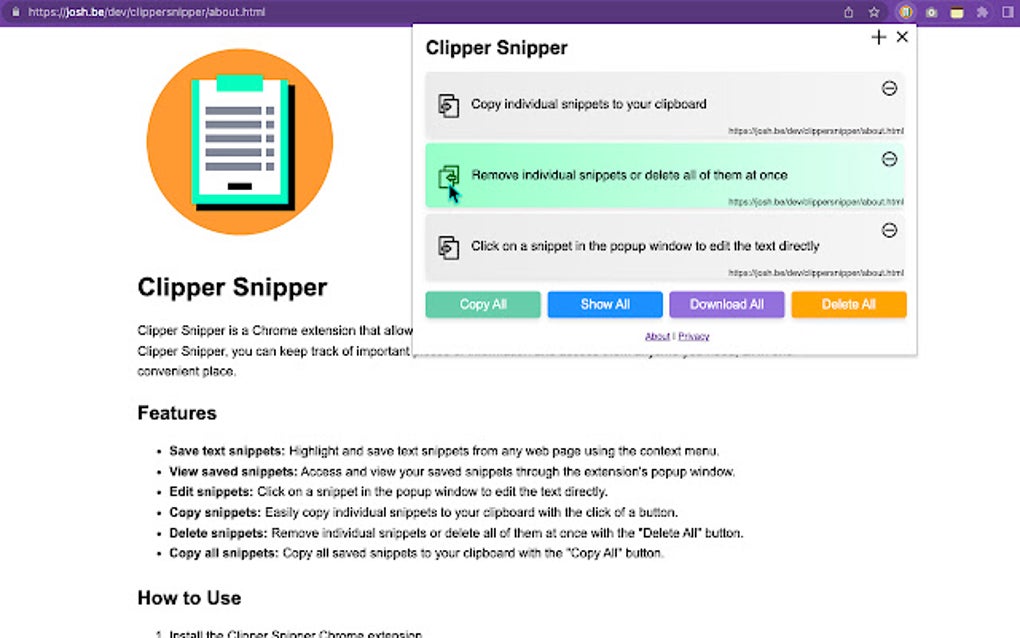 Clipper Snipper для Google Chrome - Расширение Скачать