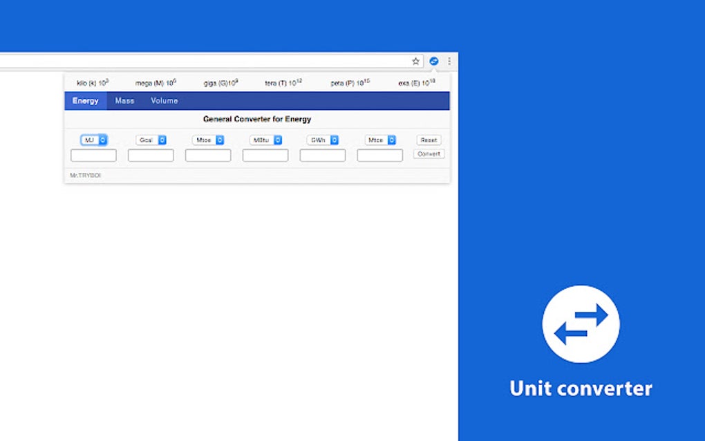 Unit converter Google Chrome için - Eklenti İndir