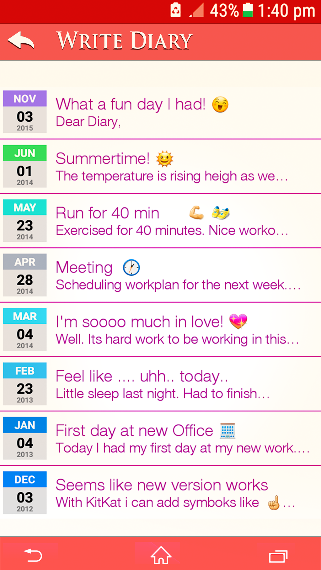 Android Daily Routine Diary 