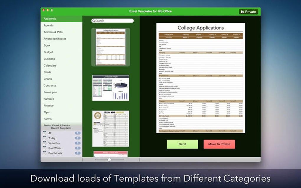 microsoft excel templates