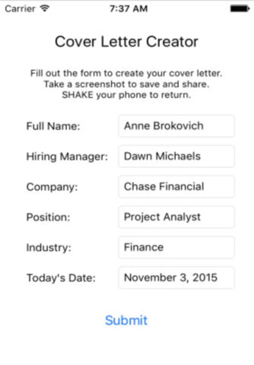 cover letter apps for iphone