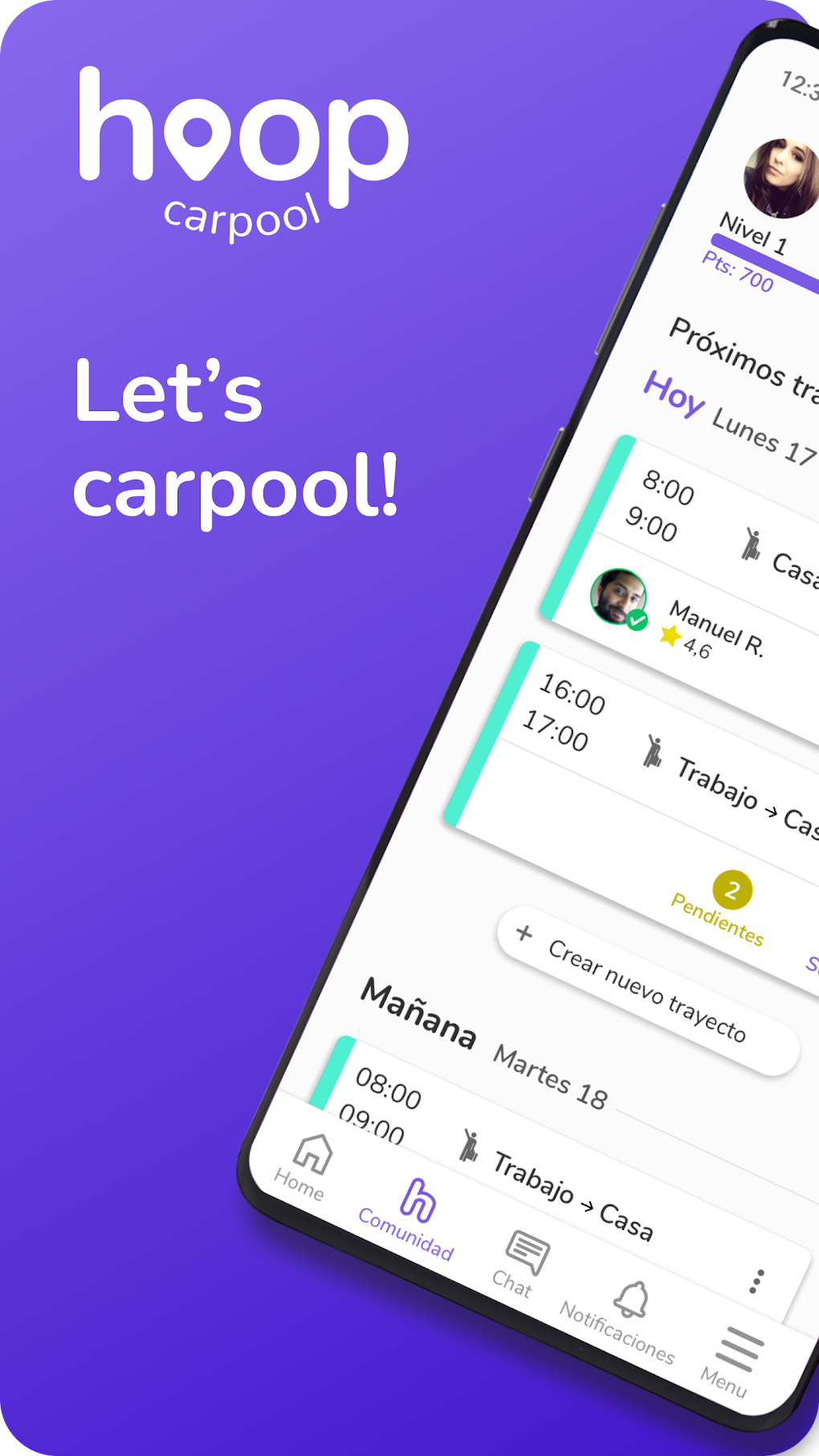 Hoop Carpool Shared Commuting для Android — Скачать